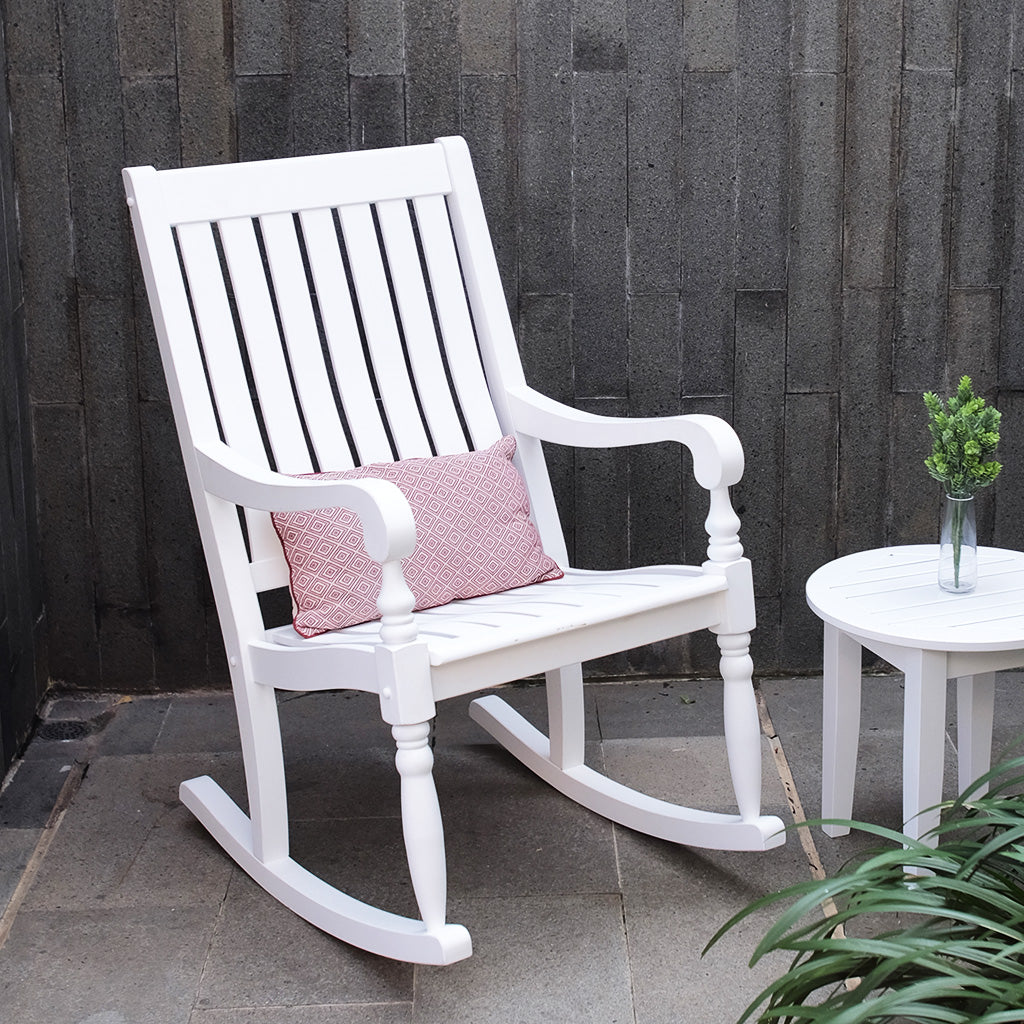 bonn solid wood white oversized outdoor rocking chair