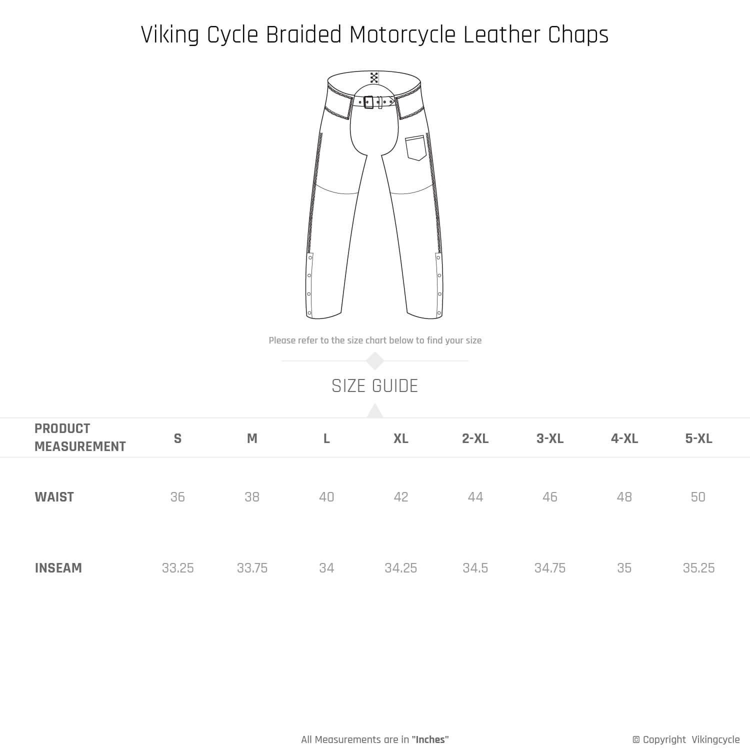 Viking Cycle Braided Motorcycle Leather Chaps