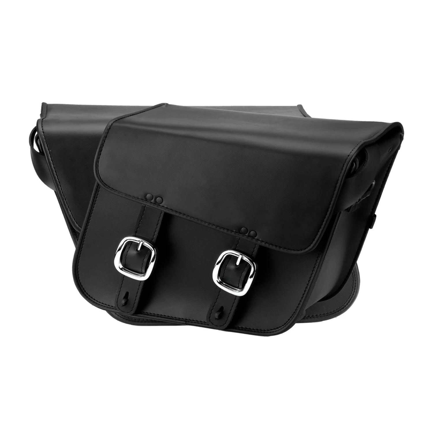 black leather motorcycle saddlebags