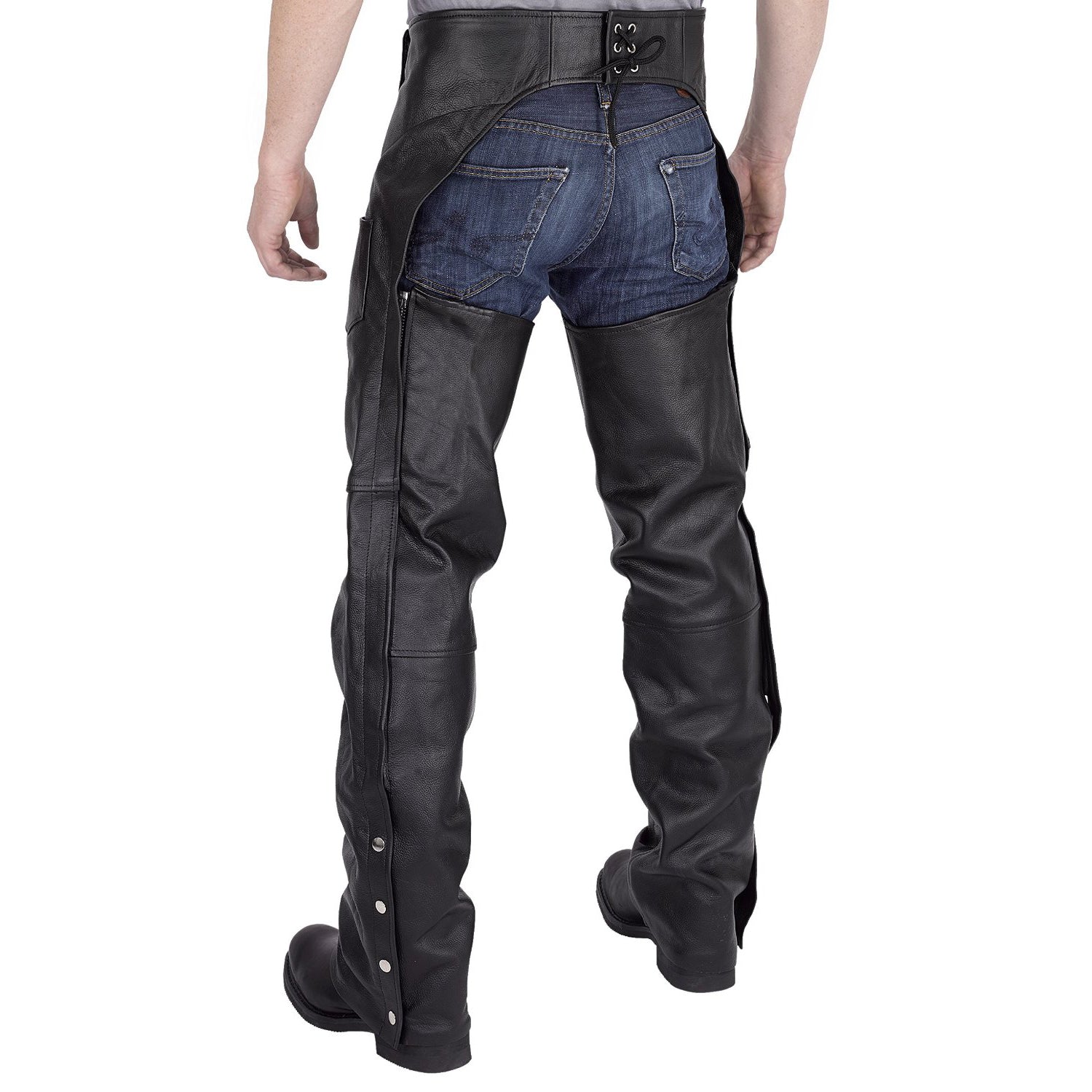 Mens Plain Leather Motorcycle Chaps Viking Cycle 