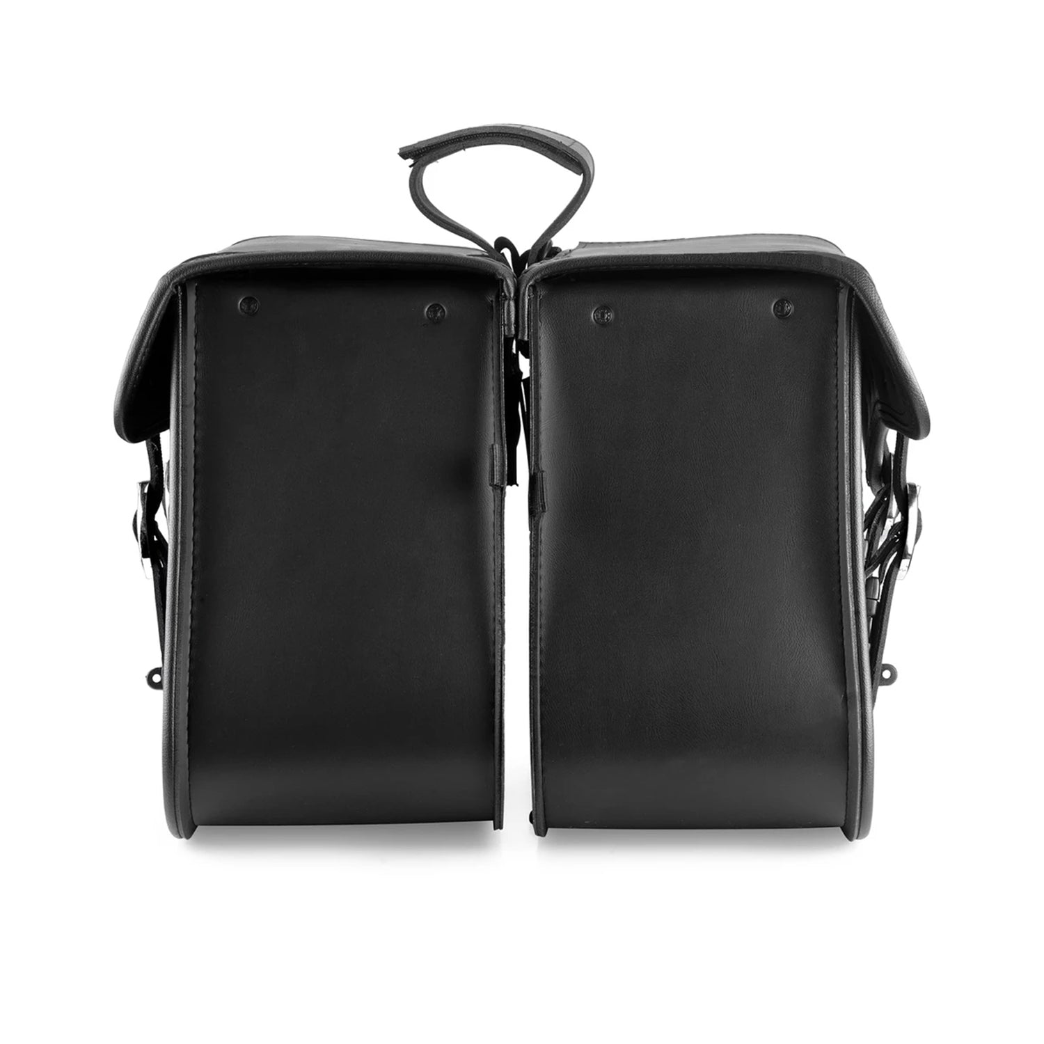 black leather motorcycle saddlebags