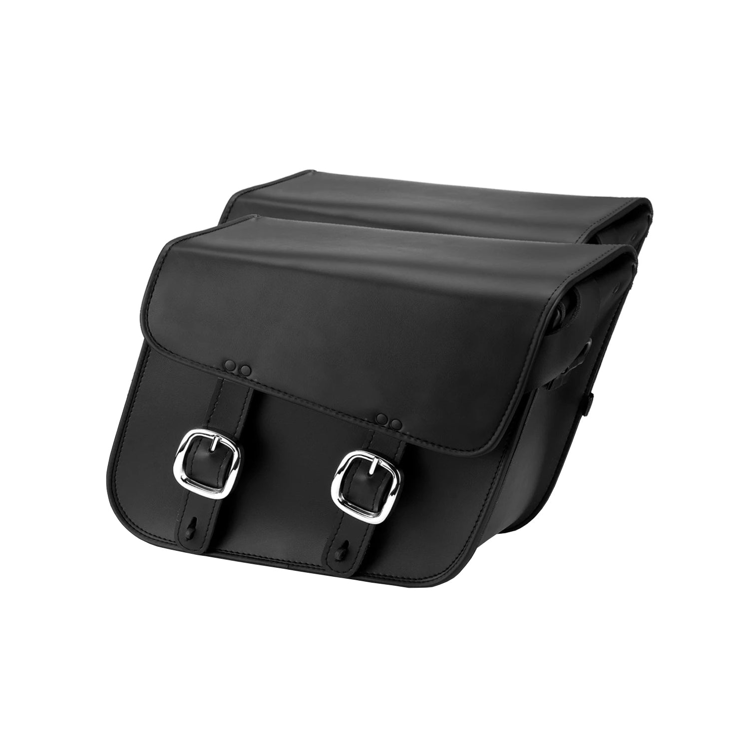 black leather motorcycle saddlebags