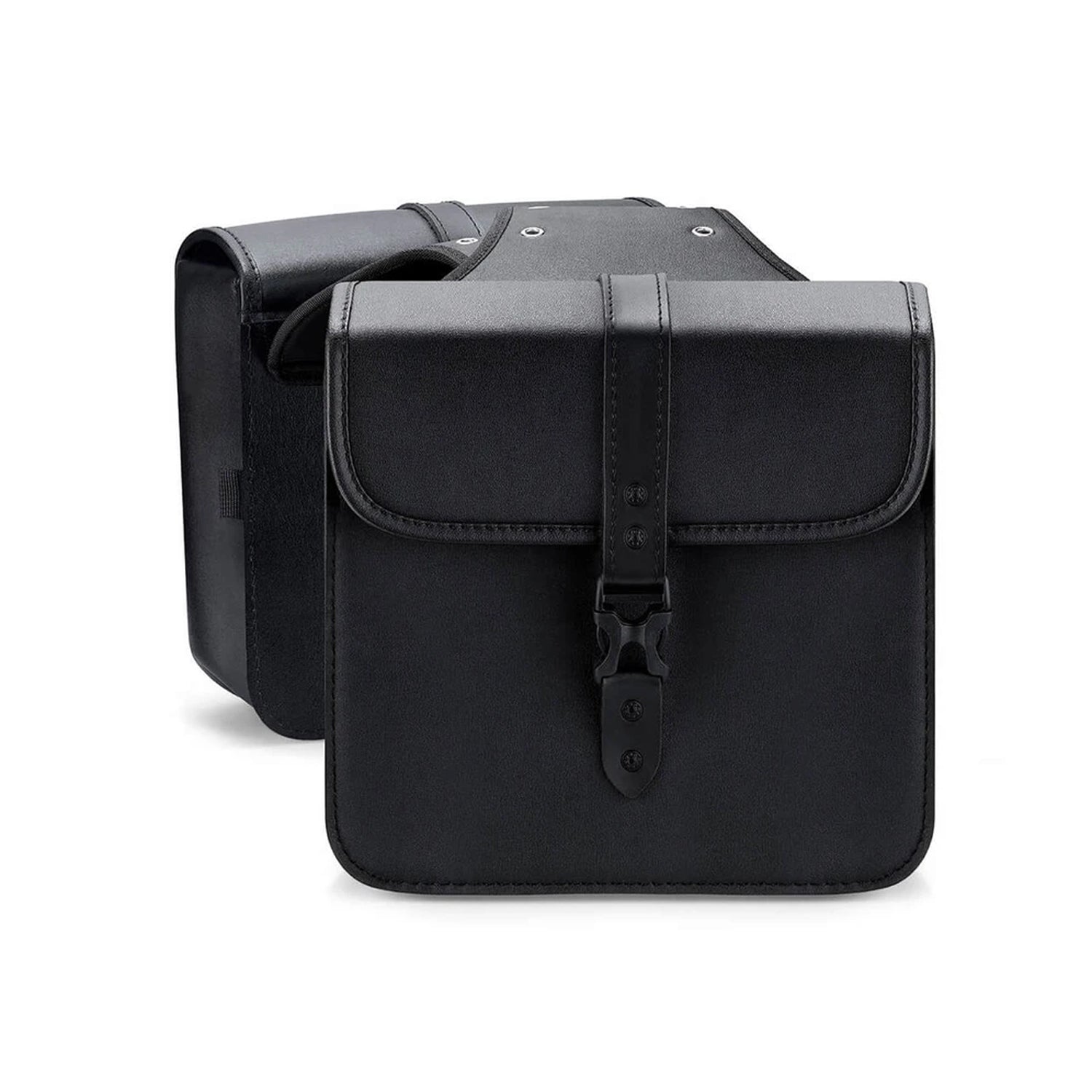 black leather motorcycle saddlebags