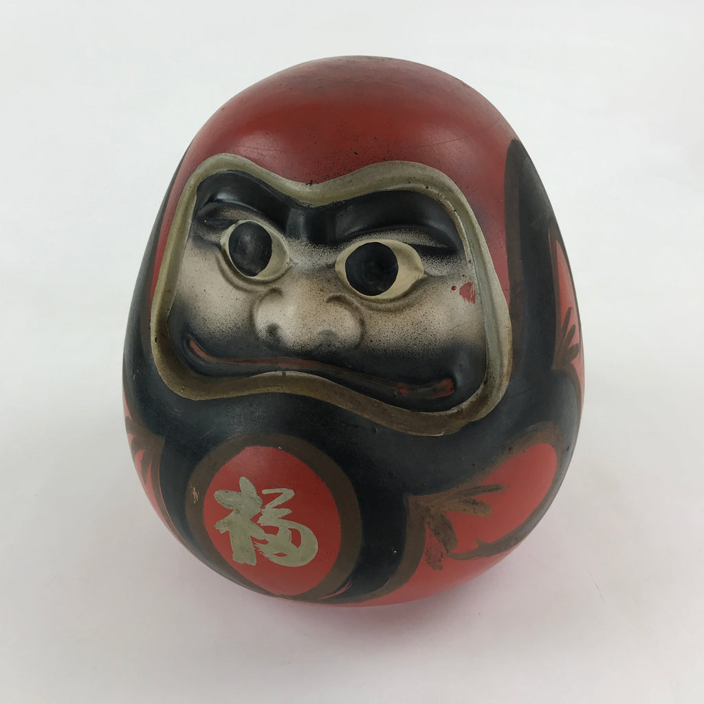 Japanese Paper Mâché Daruma Vtg Red Bodhidharma Zen Wish