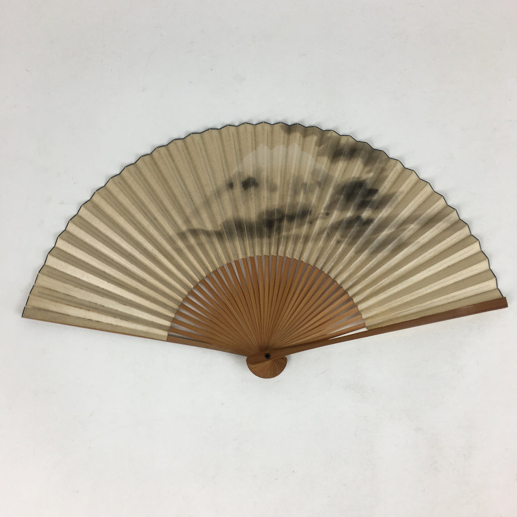 Arts & Decoration Japanese Folding Fan Sensu Bamboo Frame Swirls Light Brown Kanji Red Seal 4D678