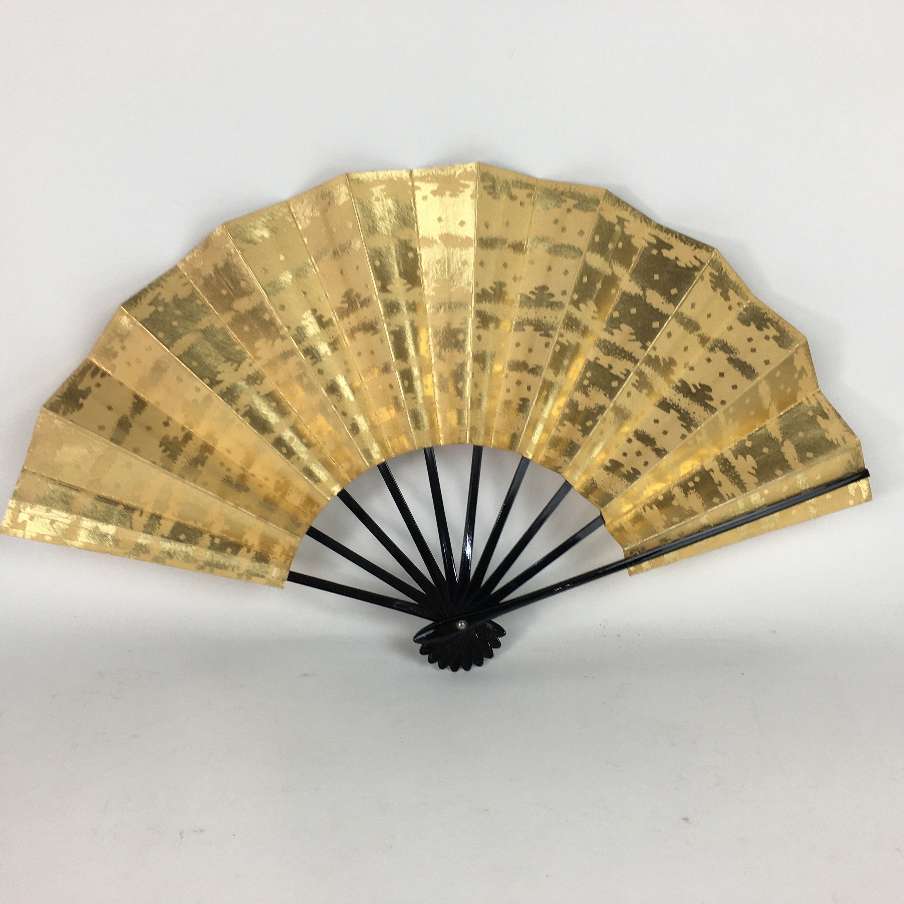 Japanese Folding Fan Vtg Sensu Paper Bamboo Frame Gold Mottled Pattern Online Shop Authentic