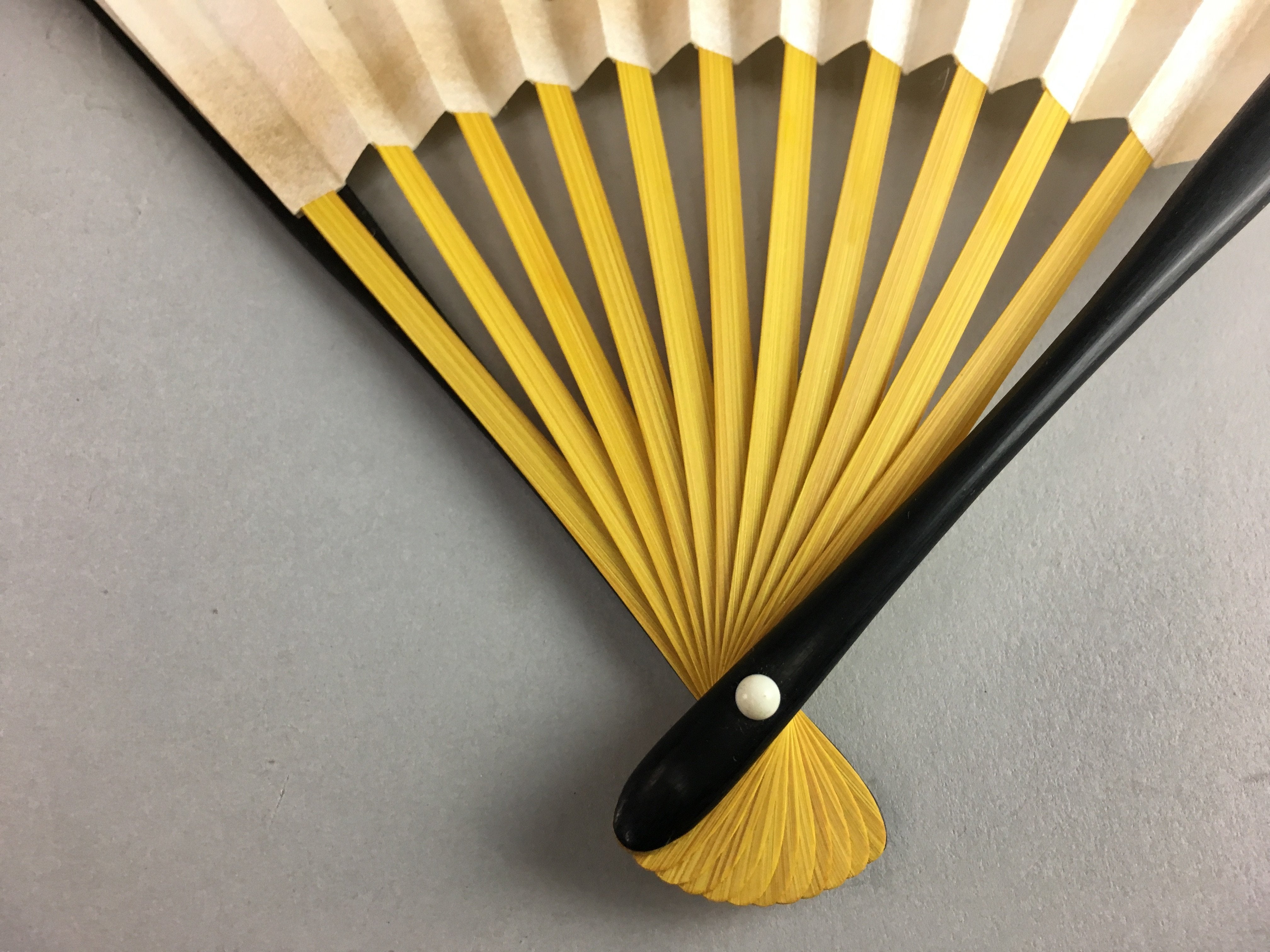 Japanese Paper Folding Fan Vtg Sensu Bamboo Wood Kanji Cloud Calligrap Online Shop Authentic