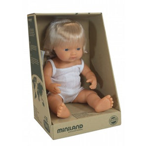 Anatomically correct baby, caucasian girl, 38 cms - Miniland doll
