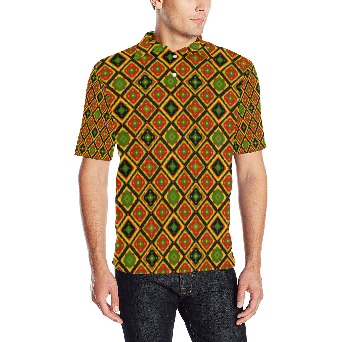 Rasta Reggae Color Pattern Men Polo Shirt - JTAMIGO.COM