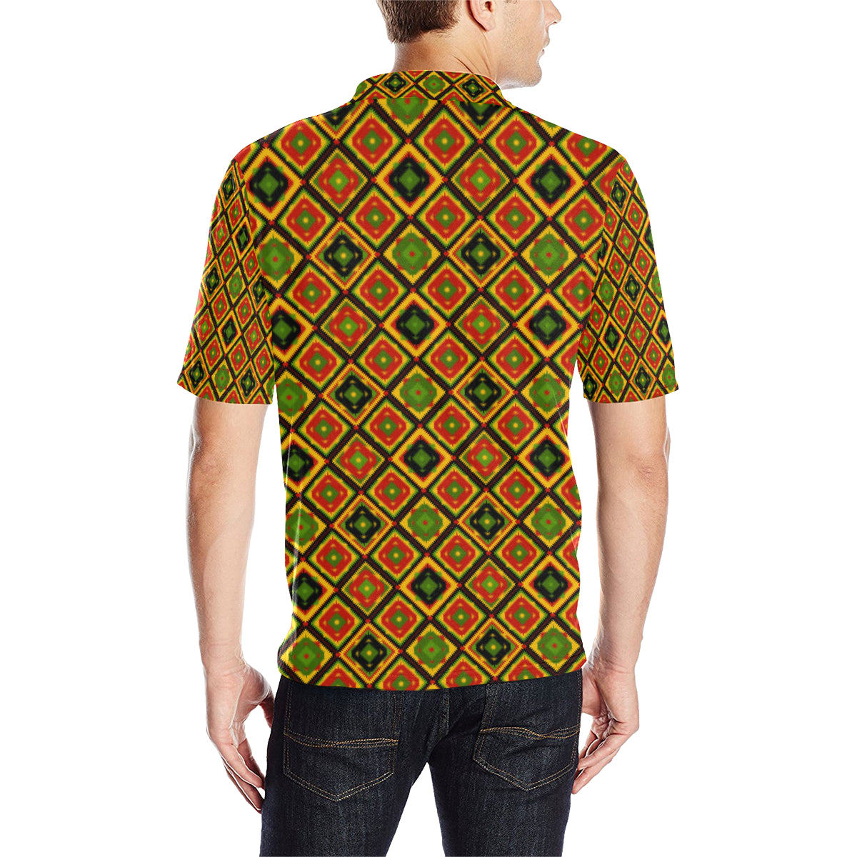 Rasta Reggae Color Pattern Men Polo Shirt - JTAMIGO.COM