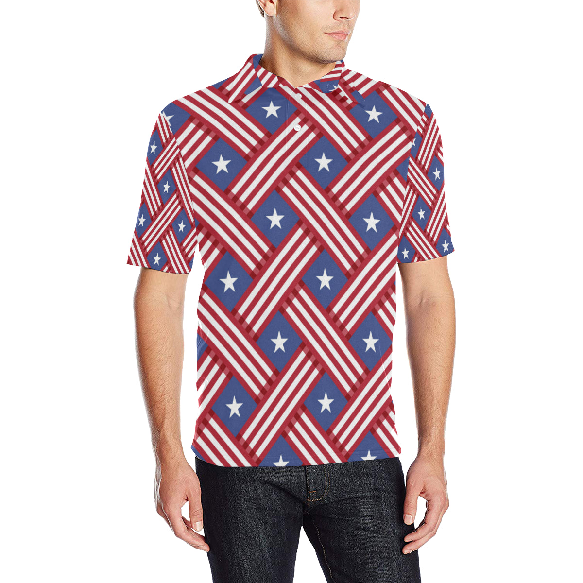 American flag Pattern Men Polo Shirt - JTAMIGO.COM