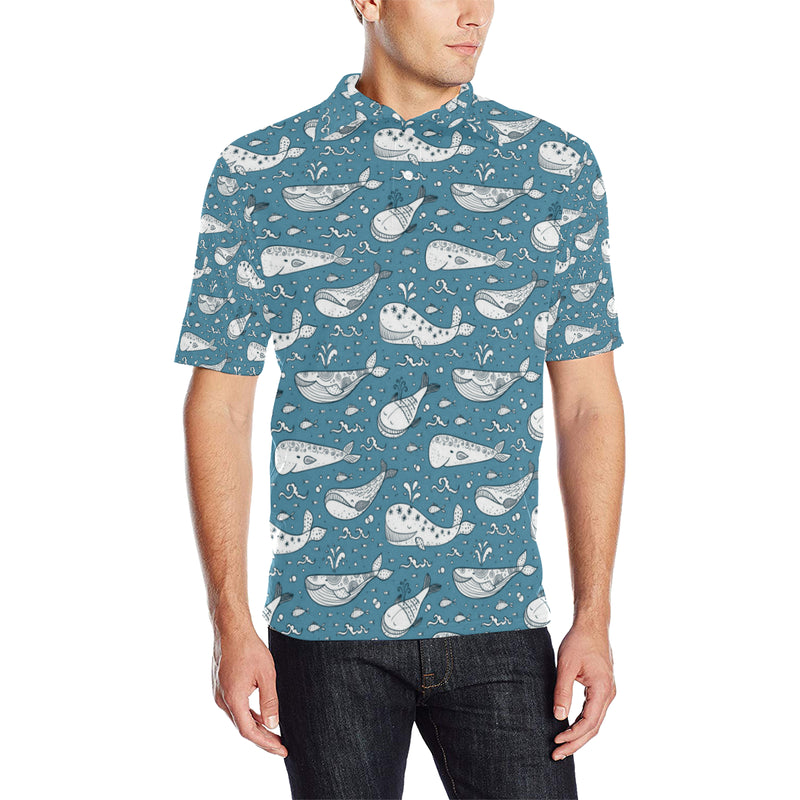 Humpback Whale Pattern Print Design 03 Men Polo Shirt - JTAMIGO.COM