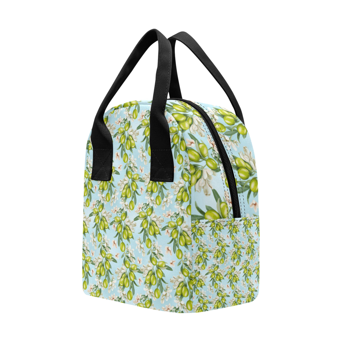 Elegant Olive Floral Print Insulated Lunch Bag - JTAMIGO.COM