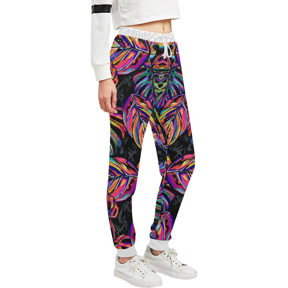 Neon Color Tropical Palm Leaves Unisex Sweatpants - JTAMIGO.COM