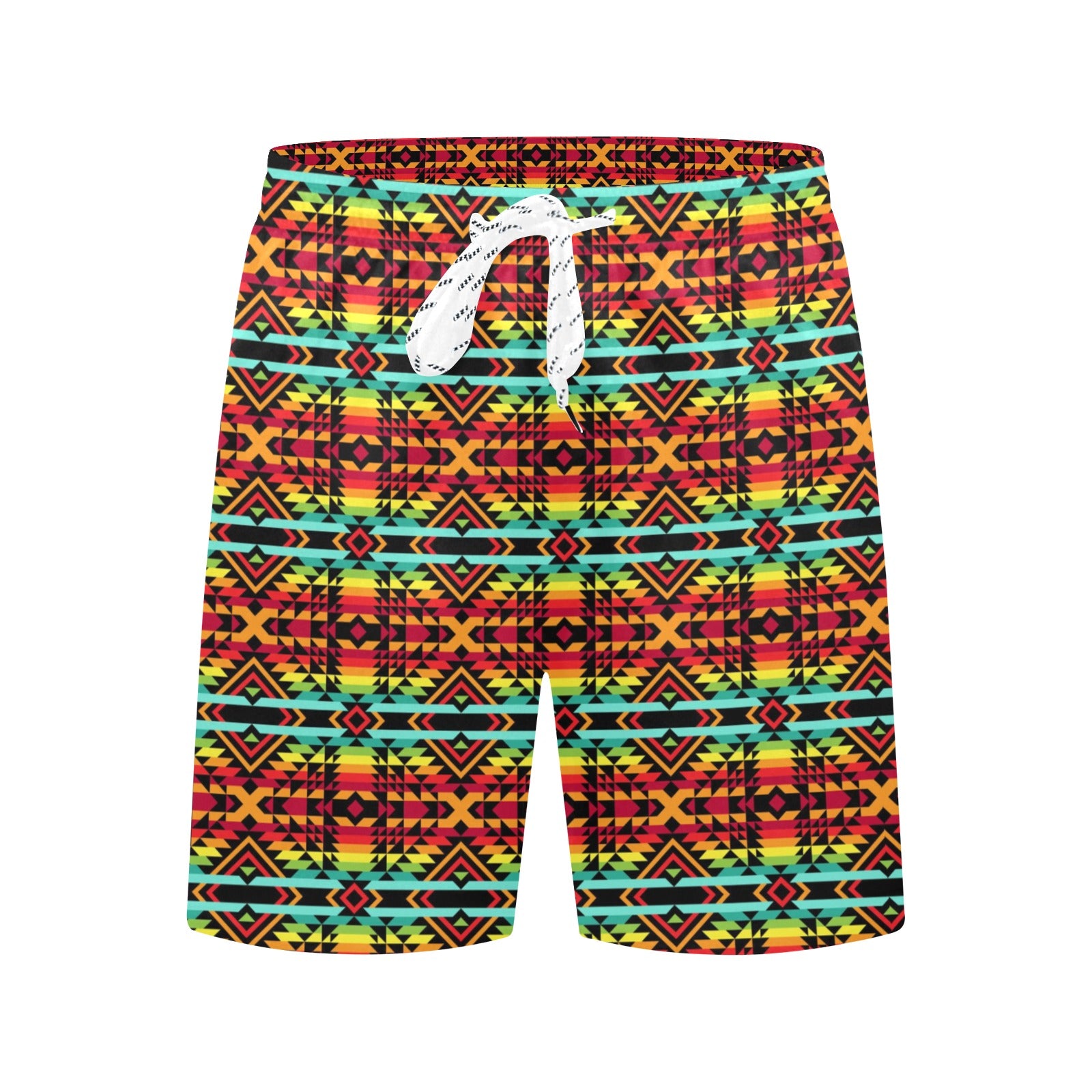 Kente Red Design African Print Mens Swim Trunks Beach Shorts Jtamigocom 5026