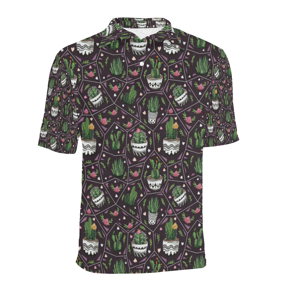 Cactus Pattern Print Design 03 Men Polo Shirt - JTAMIGO.COM