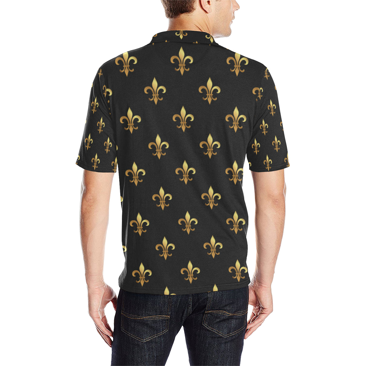 Fleur De Lis Gold Pattern Print Design 03 Men Polo Shirt - JTAMIGO.COM