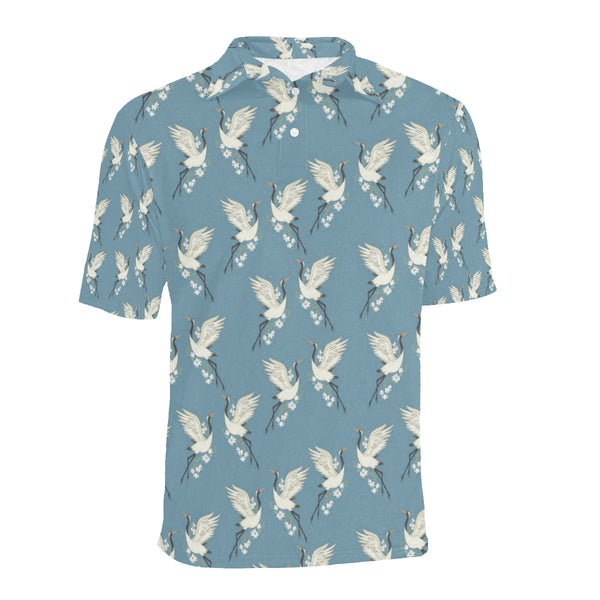 Crane Pattern Print Design 05 Men Polo Shirt - JTAMIGO.COM