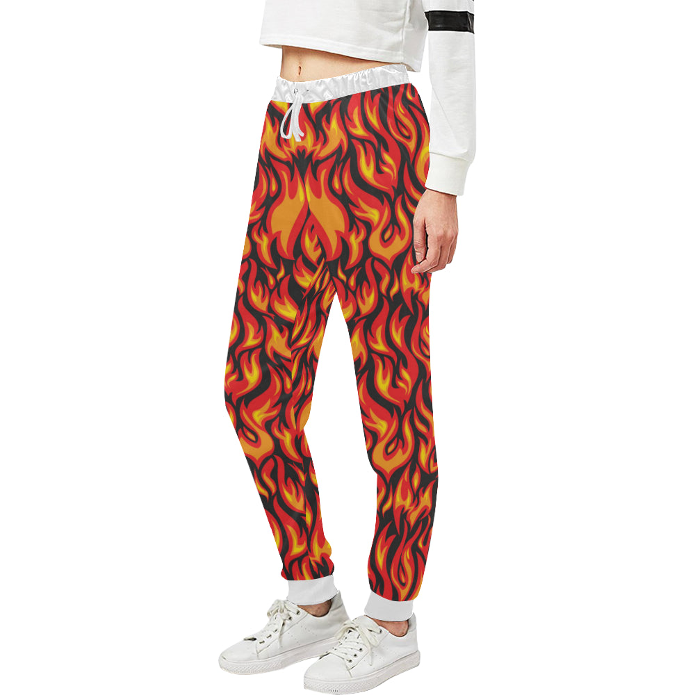 Flame Fire Print Pattern Unisex Sweatpants - JTAMIGO.COM