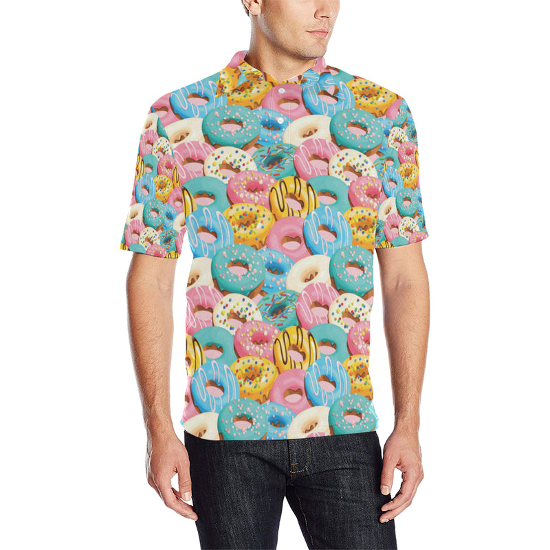 Donut Pattern Print Design DN01 Men Polo Shirt - JTAMIGO.COM