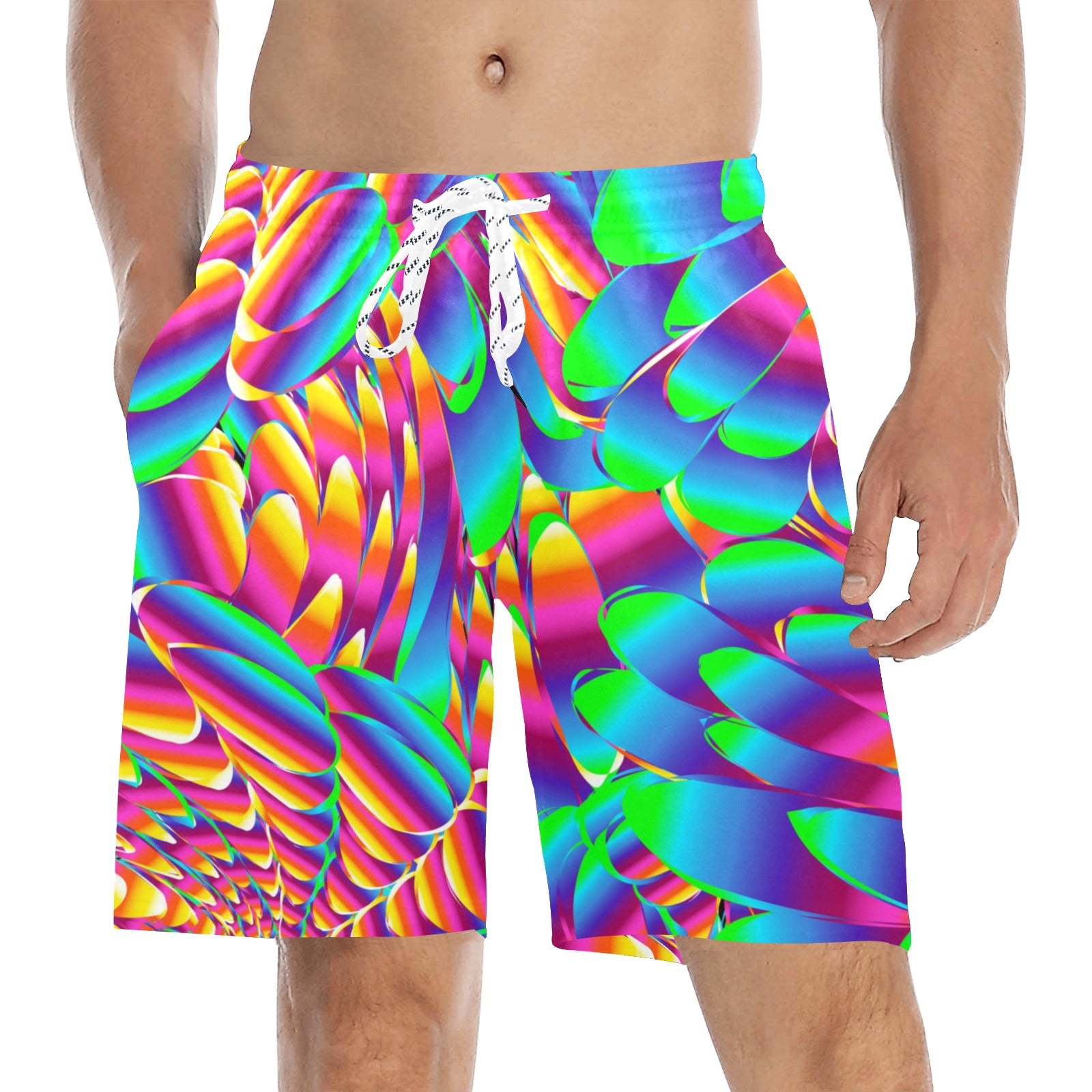 Psychedelic Trippy Pattern Men's Swim Trunks Beach Shorts - JTAMIGO.COM