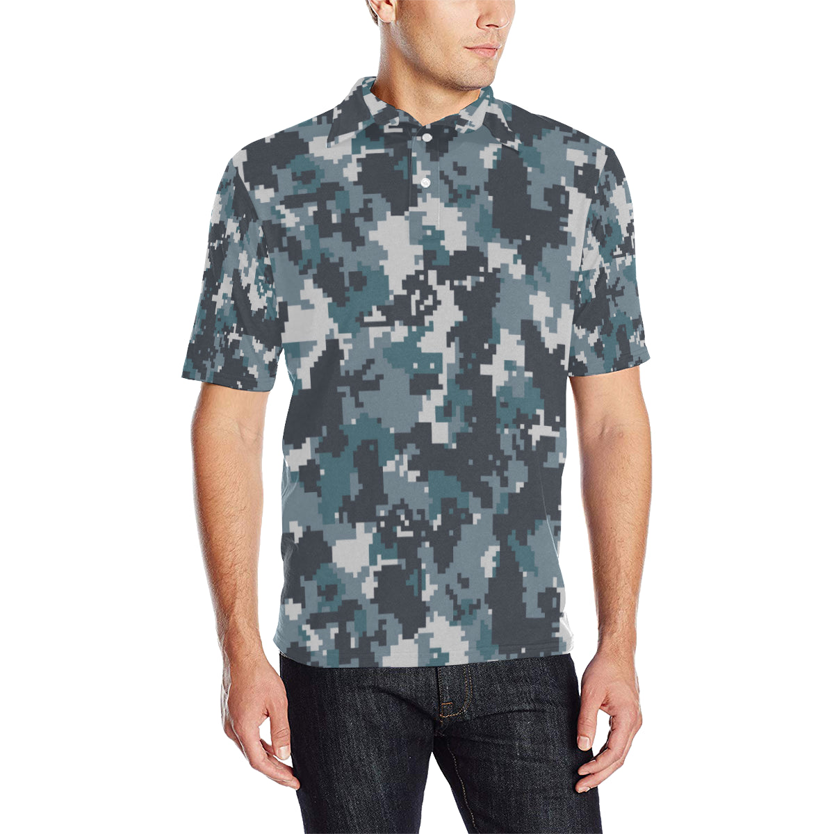 ACU Digital Urban Camouflage Men Polo Shirt - JTAMIGO.COM