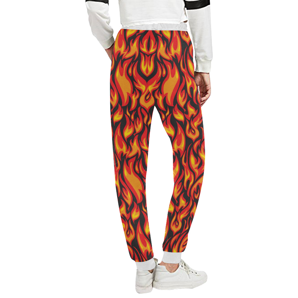 Flame Fire Print Pattern Unisex Sweatpants - JTAMIGO.COM