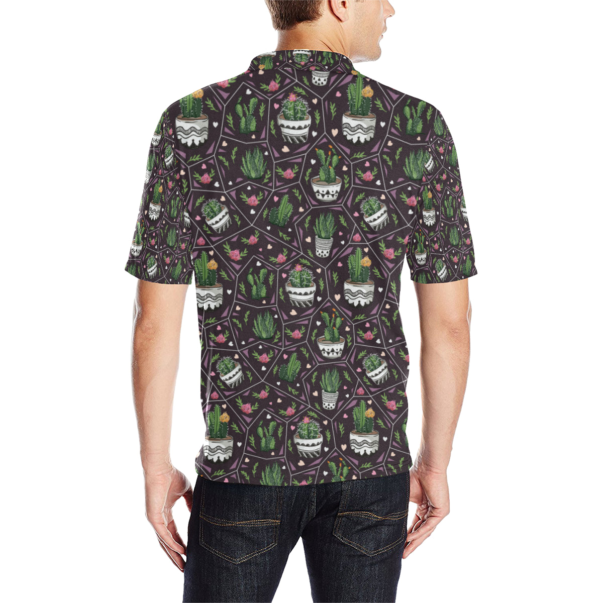 Cactus Pattern Print Design 03 Men Polo Shirt - JTAMIGO.COM