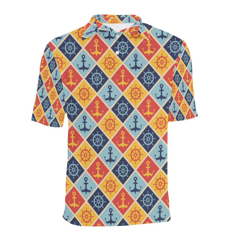 Nautical Pattern Design Themed Print Men Polo Shirt - JTAMIGO.COM