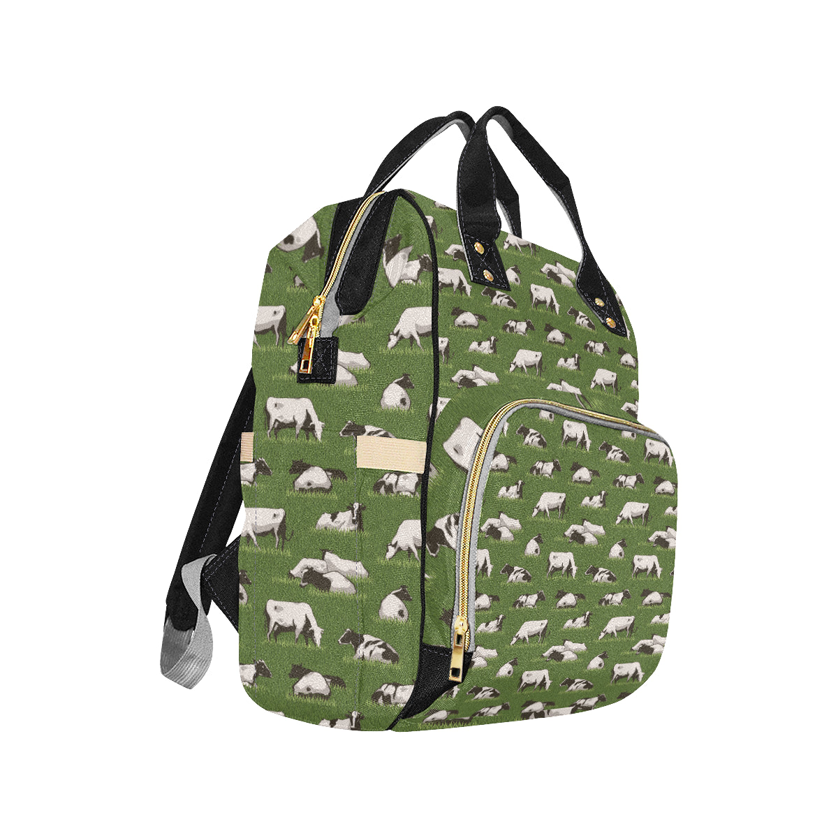 Cow on Grass Print Pattern Diaper Bag Backpack - JTAMIGO.COM