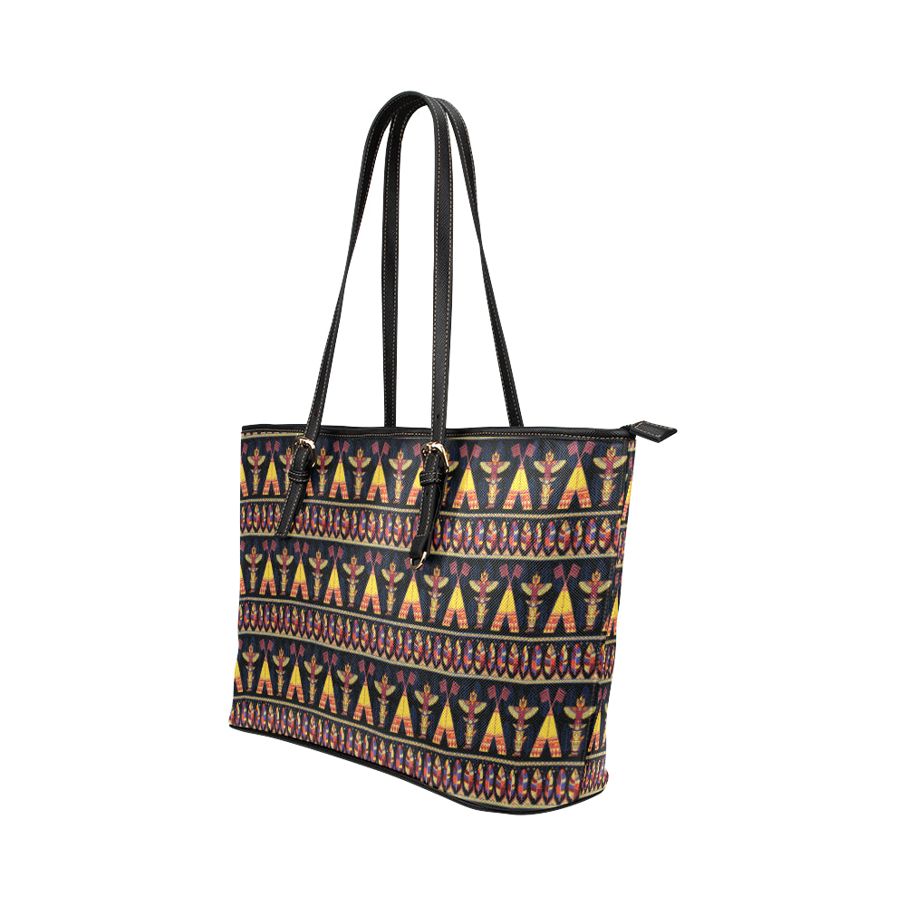 Totem Pole Design Leather Tote Bag - JTAMIGO.COM