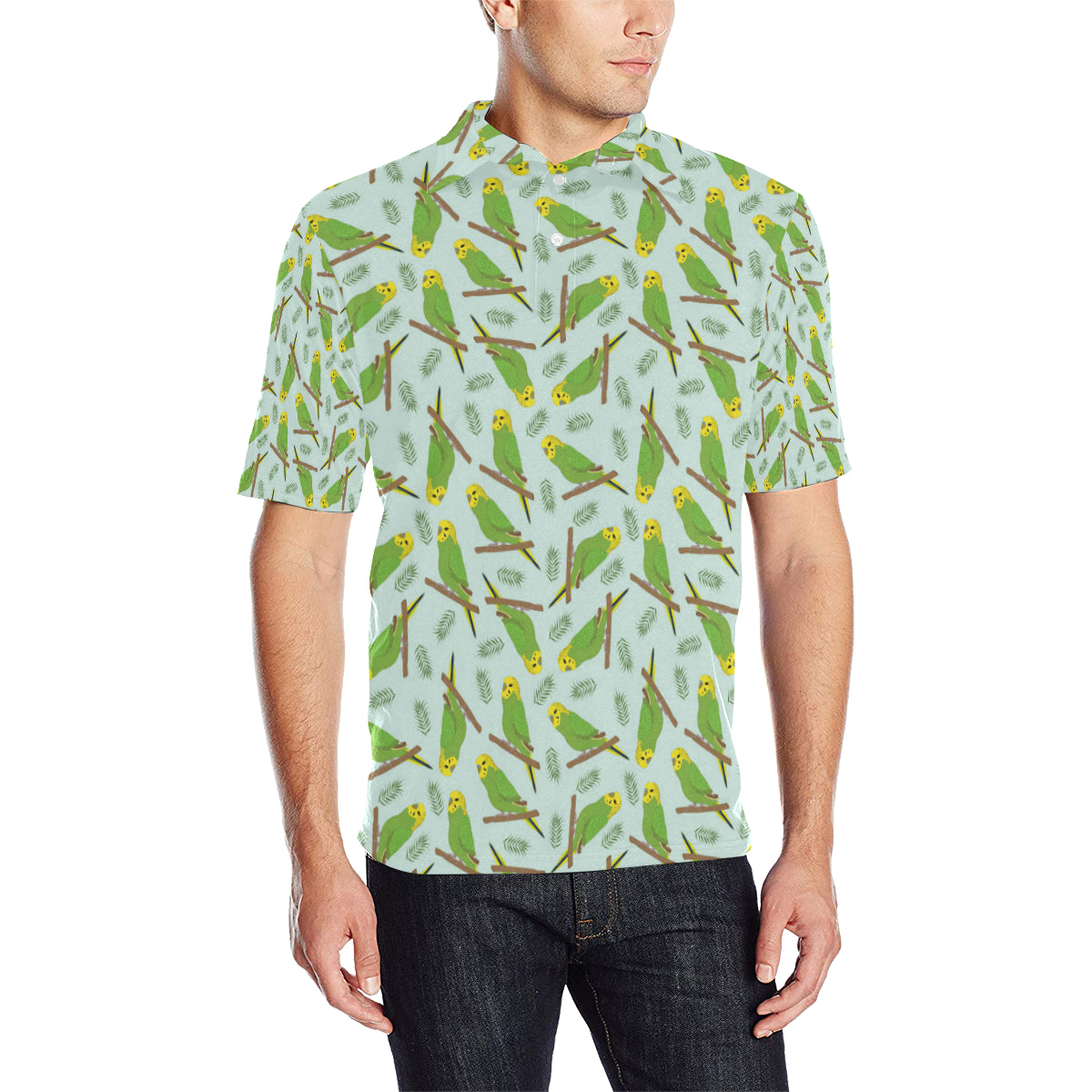 Budgerigar Pattern Print Design 04 Men Polo Shirt - JTAMIGO.COM