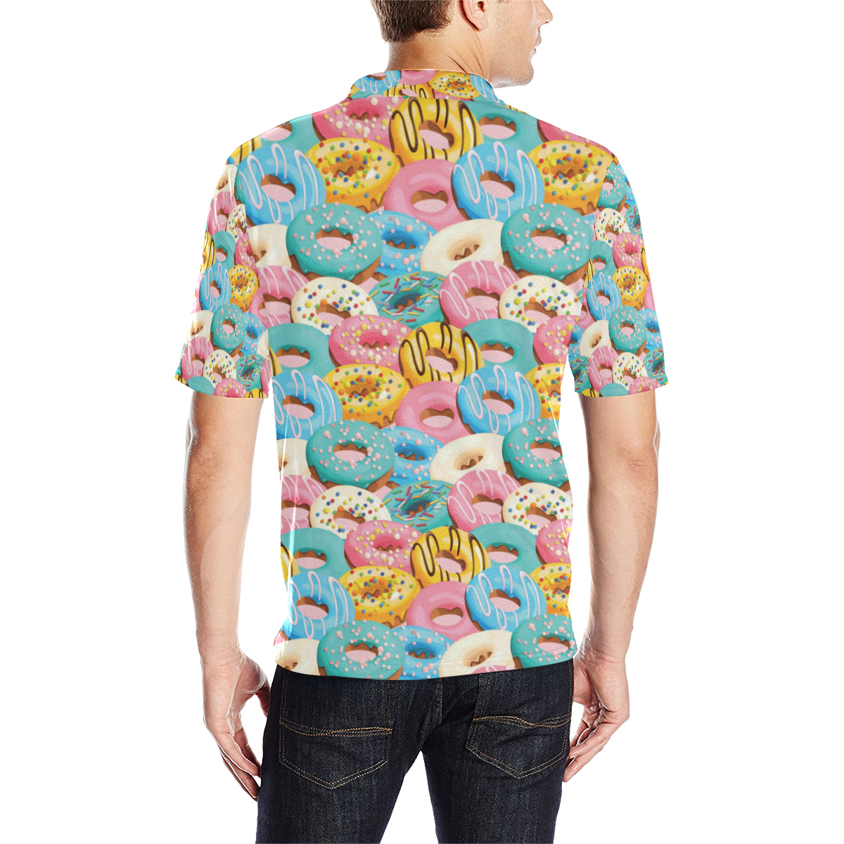 Donut Pattern Print Design DN01 Men Polo Shirt - JTAMIGO.COM