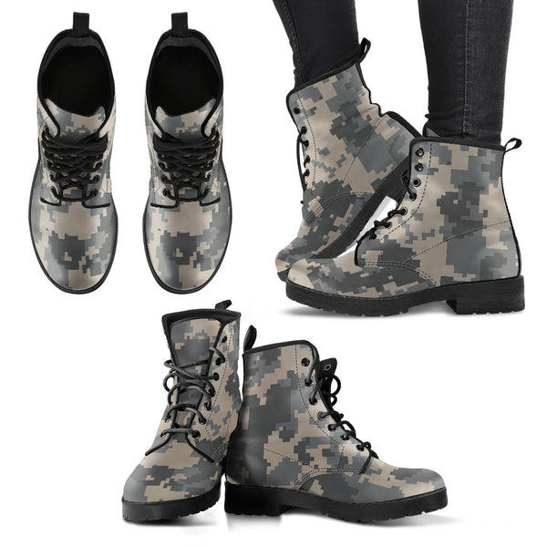 ACU Digital Camouflage Women Leather Boots - JTAMIGO.COM