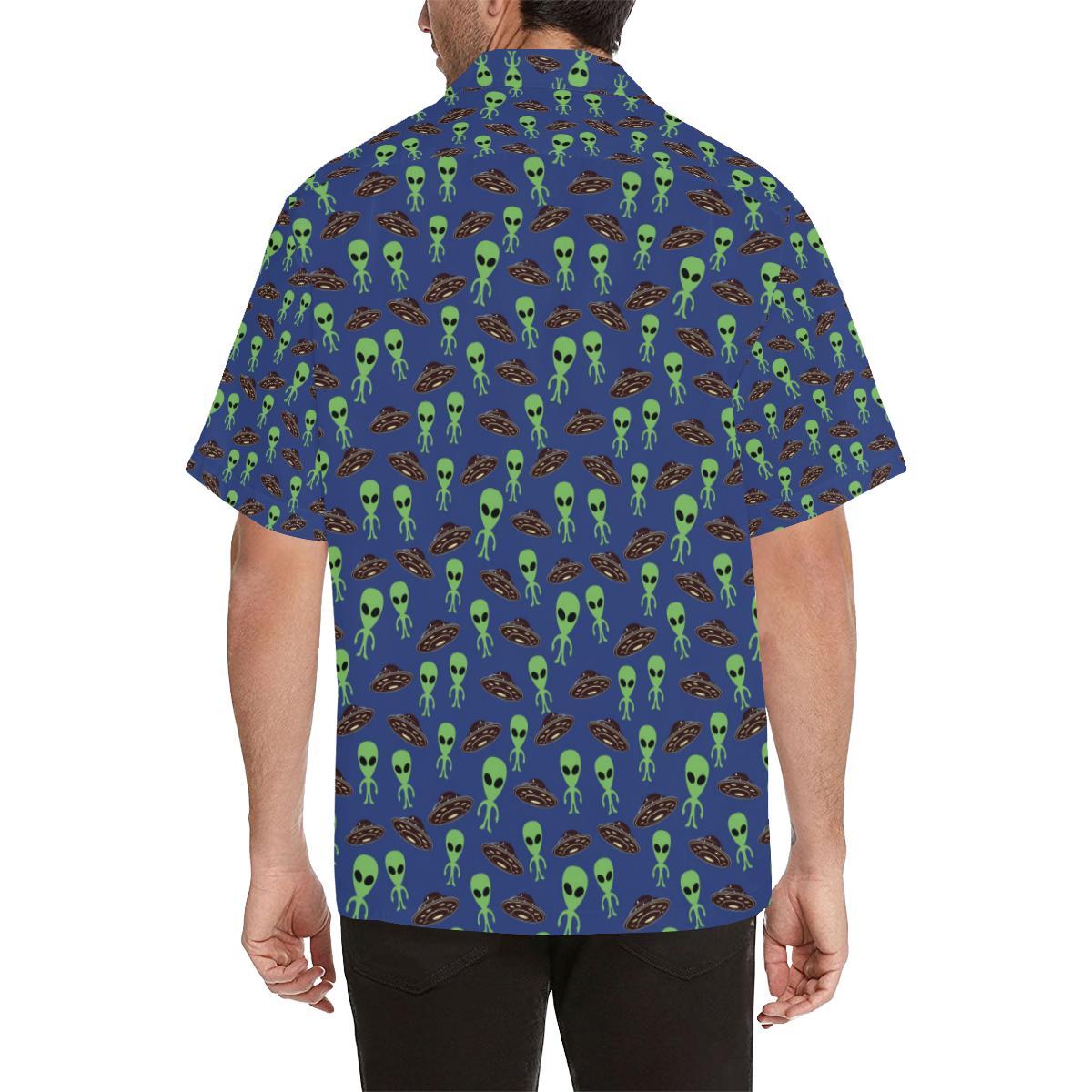 Alien Green UFO Pattern Hawaiian Shirt - JTAMIGO.COM