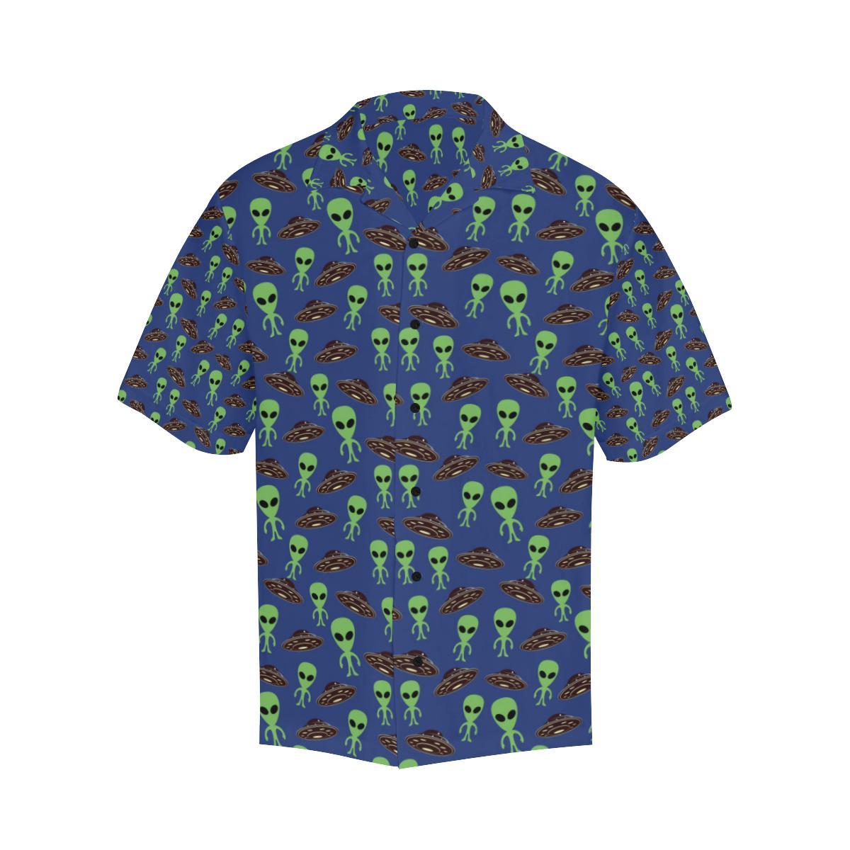 Alien Green UFO Pattern Hawaiian Shirt - JTAMIGO.COM