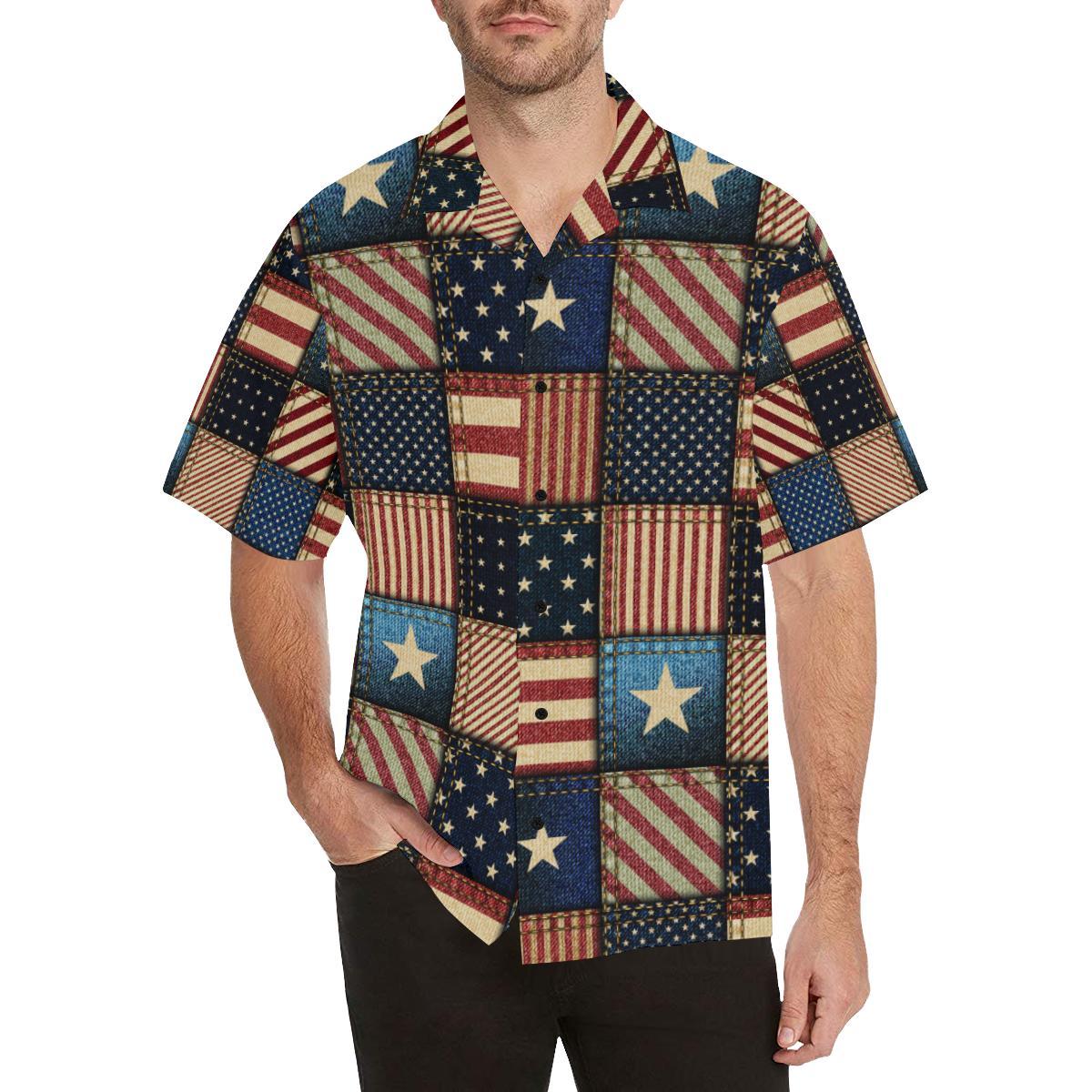 American flag Patchwork Design Hawaiian Shirt – JTAMIGO.COM