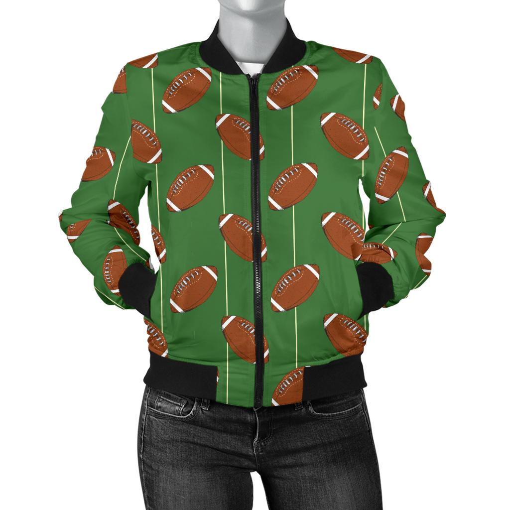 American Football on Field Themed Women's Bomber Jacket - JTAMIGO.COM