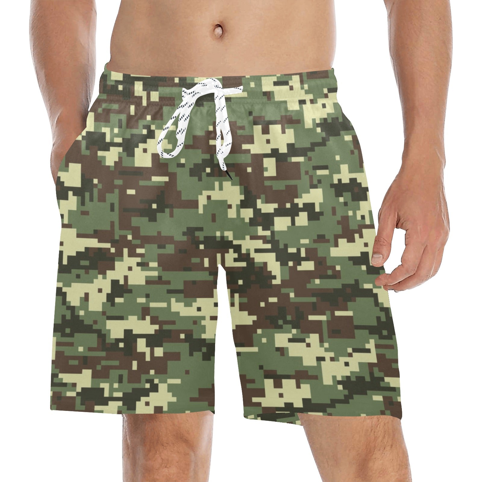 ACU Digital Army Camouflage Men's Swim Trunks Beach Shorts - JTAMIGO.COM