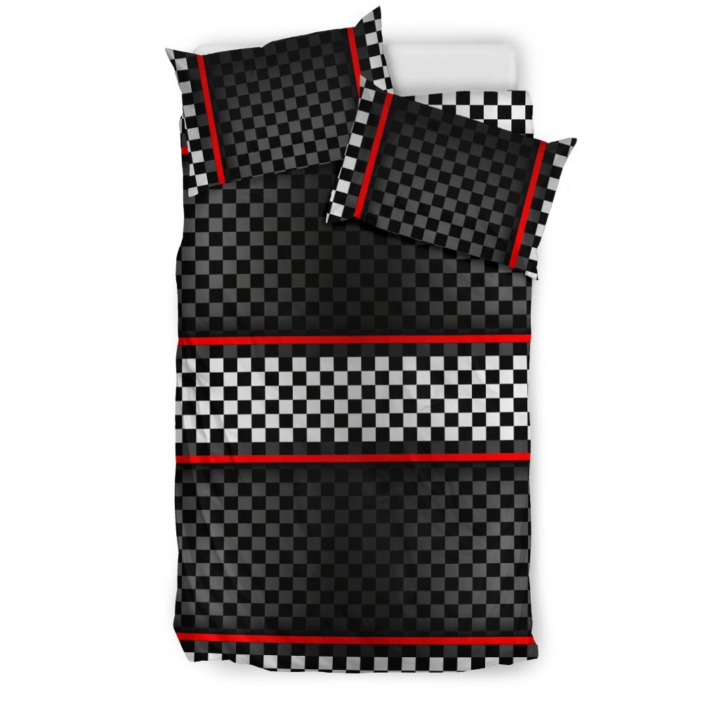 Checkered Flag Red Line Style Bedding Set - JTAMIGO.COM