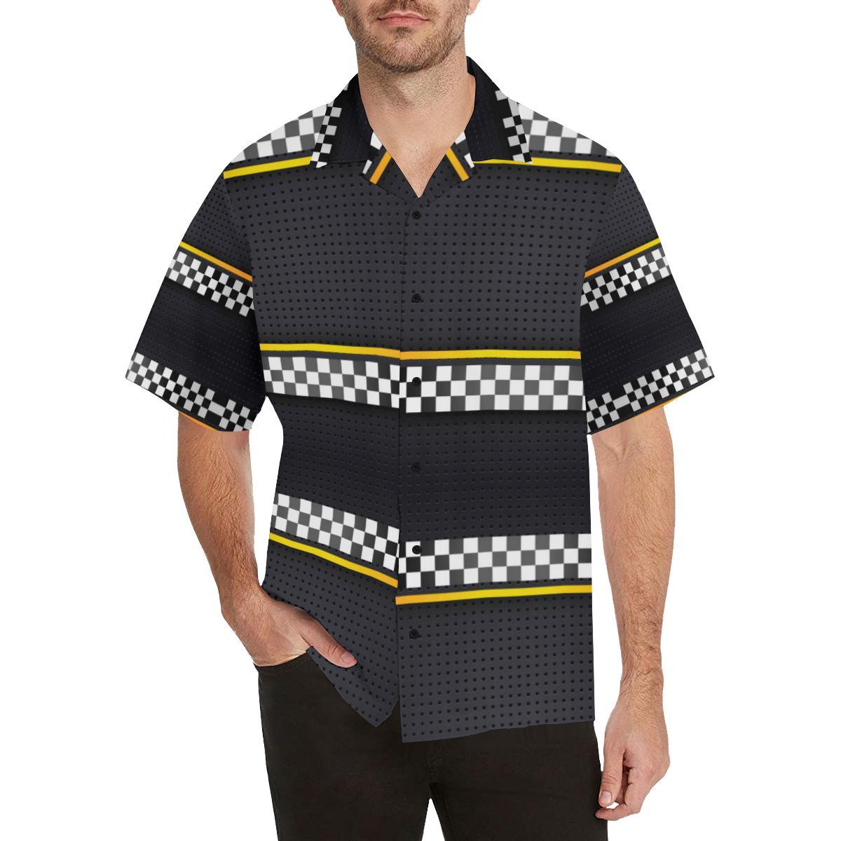 Checkered Flag Yellow Line Style Hawaiian Shirt - JTAMIGO.COM