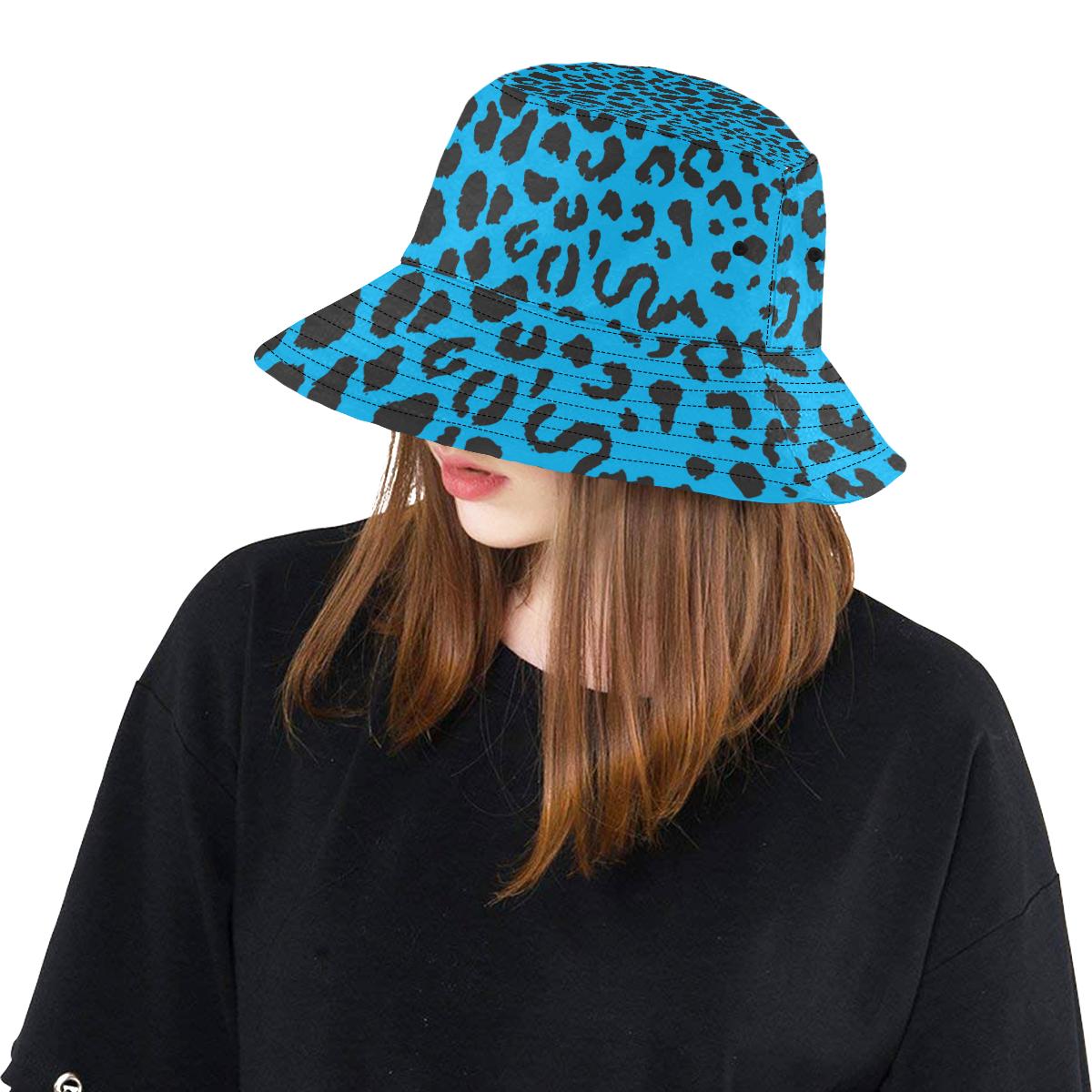 Cheetah Blue Print Pattern Unisex Bucket Hat - JTAMIGO.COM