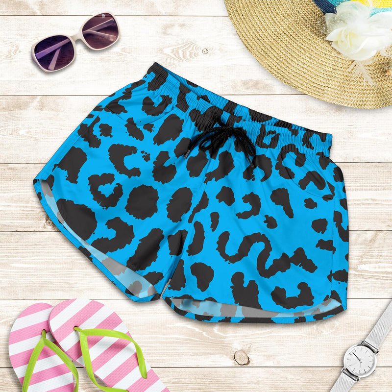 Cheetah Blue Print Pattern Women Shorts - JTAMIGO.COM