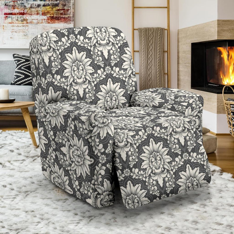 Damask Grey Elegant Print Pattern Sofa Slipcover JTAMIGO COM   Damask Elegant Print Pattern Recliner Slipcover Jtamigocom 2 800x 