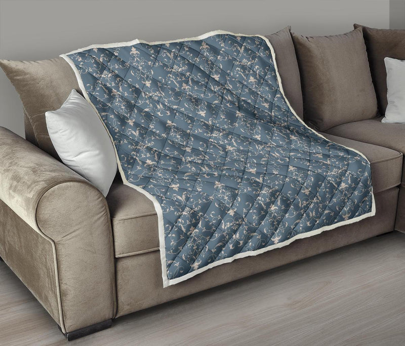 Damask Elegant Teal Print Pattern Quilt Bedspread - JTAMIGO.COM