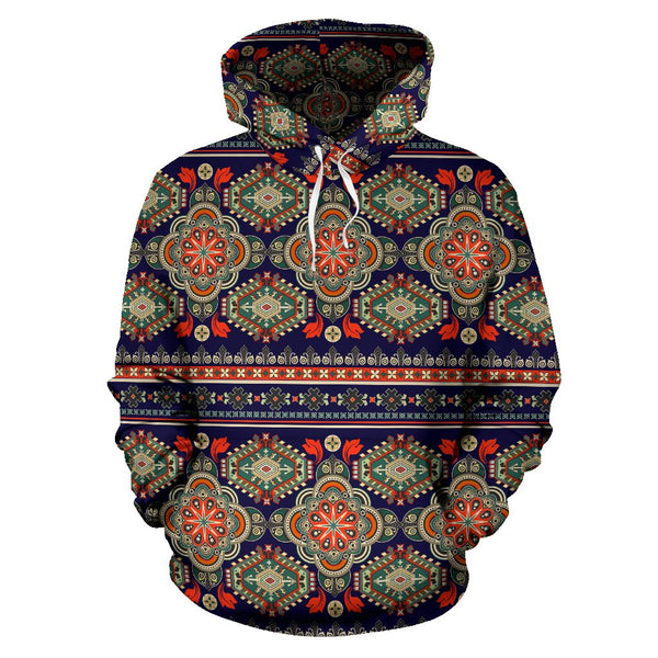 Ethnic Geometric Print Pattern Pullover Hoodie - JTAMIGO.COM