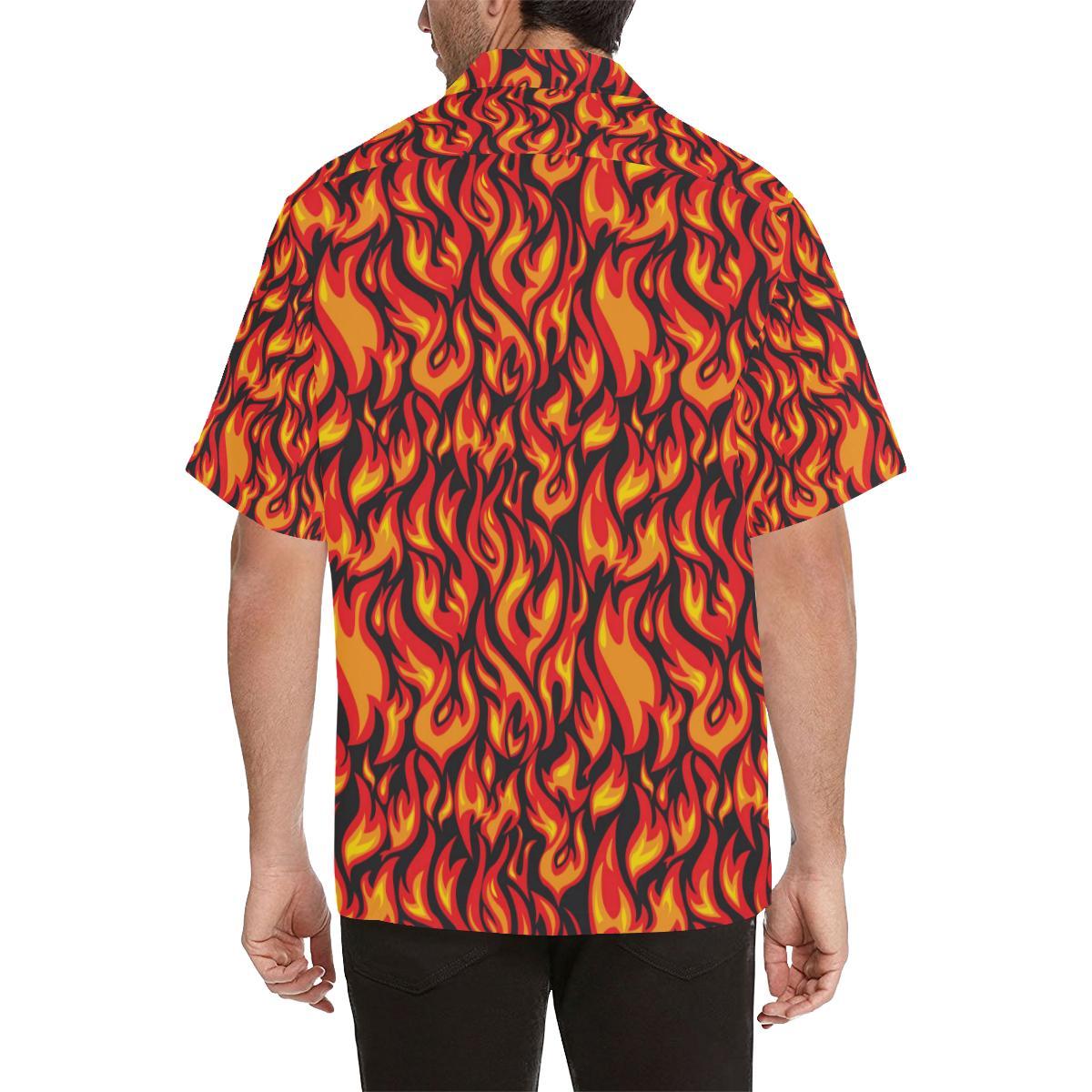 Flame Fire Print Pattern Hawaiian Shirt - JTAMIGO.COM