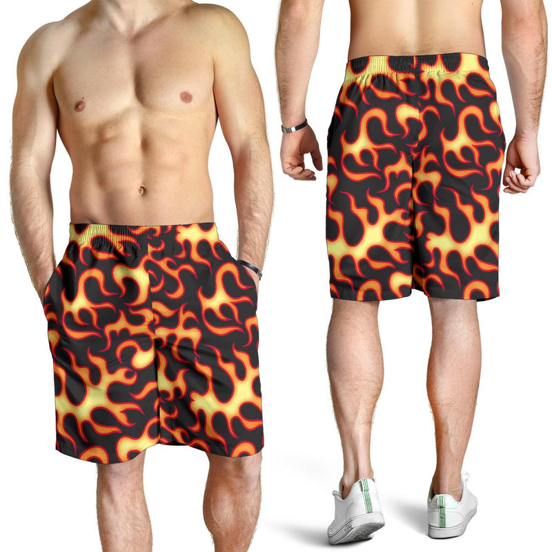 Flame Fire Themed Print Mens Shorts - JTAMIGO.COM