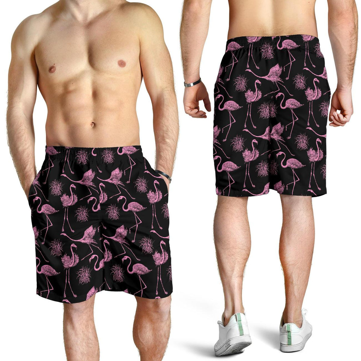 Flamingo Pink Print Pattern Mens Shorts - JTAMIGO.COM