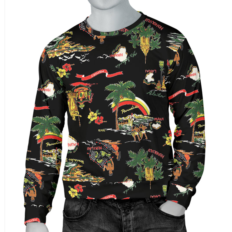 Hawaiian Island Themed Print Men Long Sleeve Sweatshirt - JTAMIGO.COM